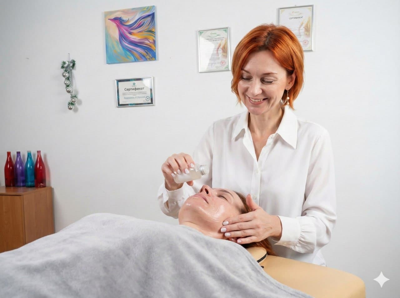 Процедура ухода за лицом в студии комплексного оздоровления